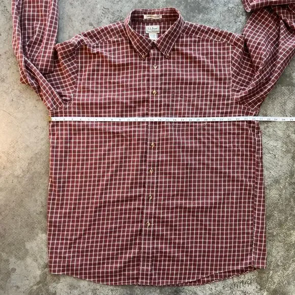 L.L. Bean Wrinkle Resistant Shirt XLT Red Plaid Like New - Picture 7 of 10